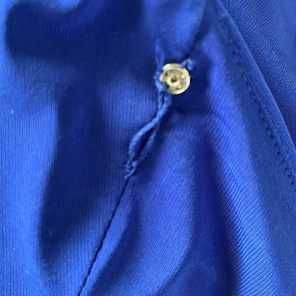 JONES NEW YORK Asymmetrical Ring Royal Blue Fit & Flare Midi Dress Cap Sleeve 6 - Picture 6 of 10